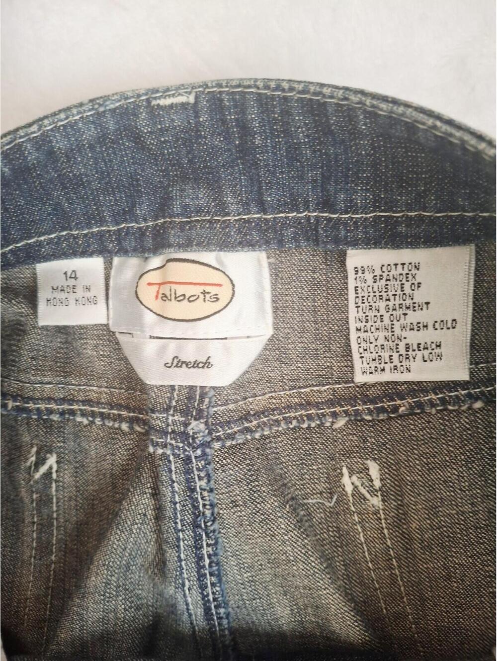 Talbots  Embroidered Floral Distressed Wide-Leg Stretch Blue Jeans  Women's 14 - Picture 4 of 9
